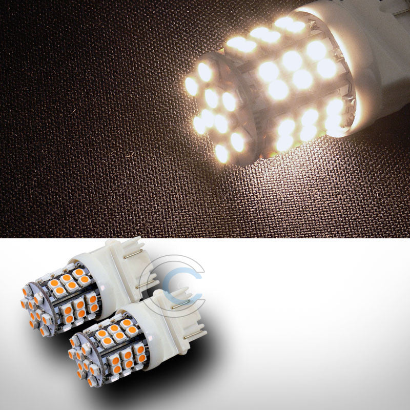 2X WARM WHITE T20 3157 45 COUNT SMD LED FRONT SIDE MARKER LIGHT BULBS DC 12V CA