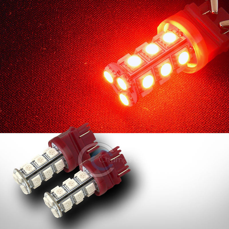 2X RED 3157 T20 18 COUNT SMD LED LIGHT BULB FRONT TURN SIGNAL LAMPS DC 3056 3356