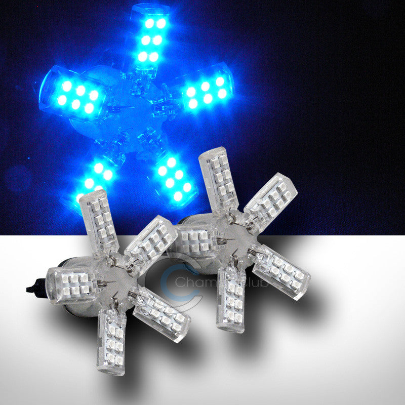 2pc 3157 Spider Lite 5-Arm Blue 40 SMD LED Brake/Stop Tail Light Bulb DC 12V CC