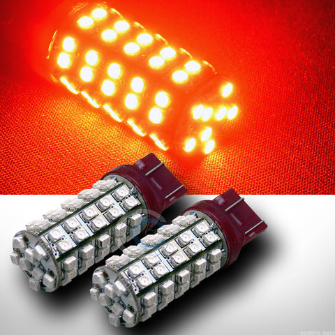 2pc 7443 T20 Dual Contact 68x SMD LED Red Tail Light Rear Lamp Bulb DC 12V AA17