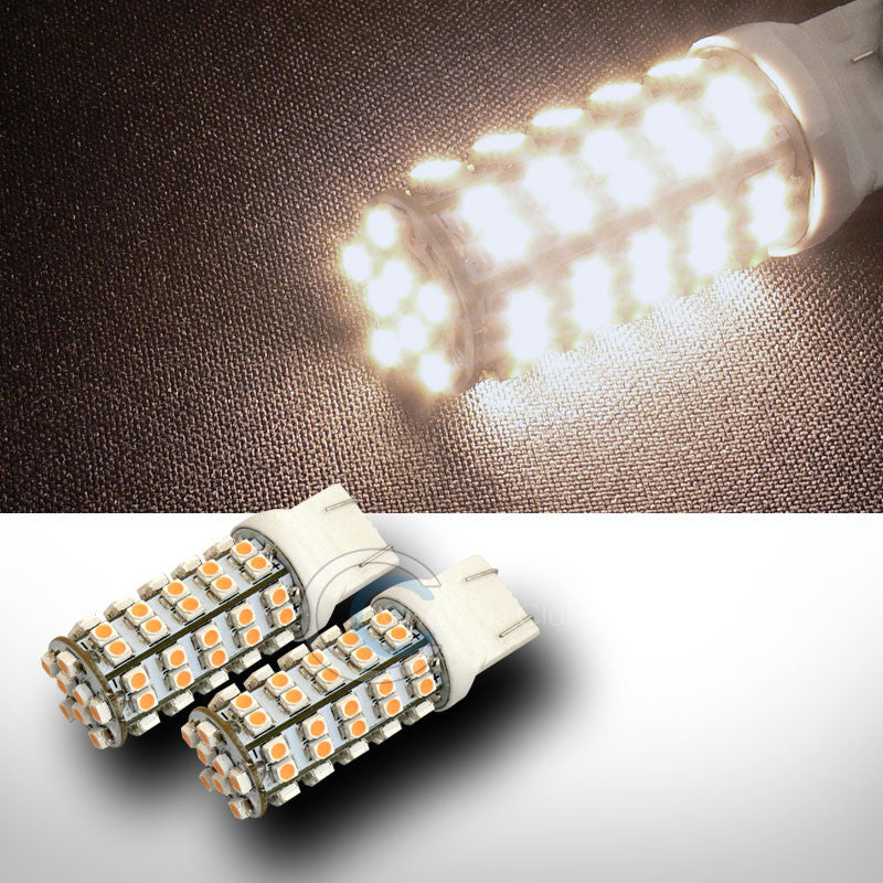 2X WARM WHITE T20 7443 68 COUNT 3528 SMD LED FRONT TURN SIGNAL LIGHT BULBS DC CA