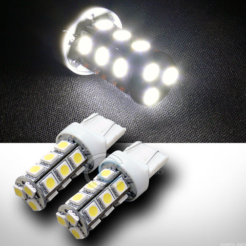 2pc 7443 T20 18x 5050 3-Chip SMD LED White Rear Turn Signal Light Bulb DC 12V