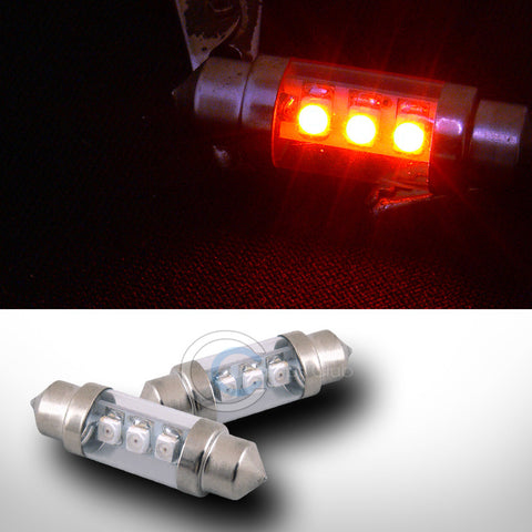 2X AMBER 36MM FESTOON 3 COUNT SMD LED LIGHT BULBS GLOVE BOX/DOME/MAP 3423 3425