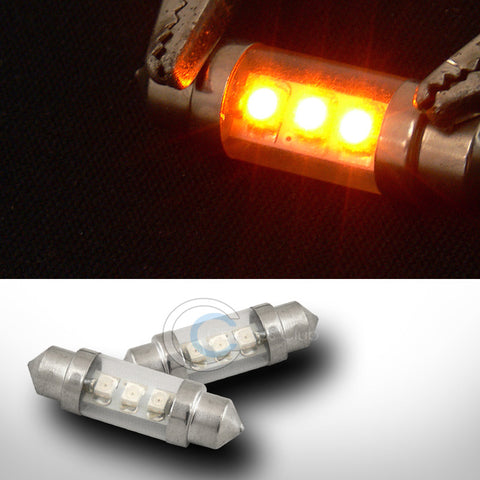 2X YELLOW 36MM FESTOON 3 COUNT SMD LED LIGHT BULBS GLOVE BOX/DOME/MAP 3423 3425