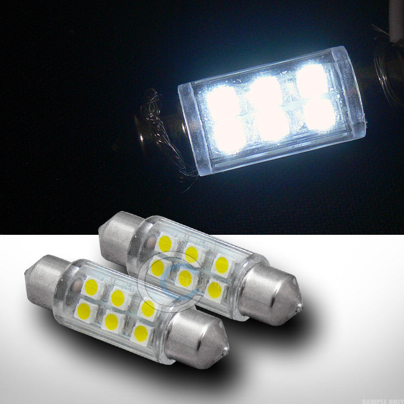 2pc White 36mm Festoon 6x SMD LED Light Bulb Glove Box/Dome/Map Lamp 6411 6418