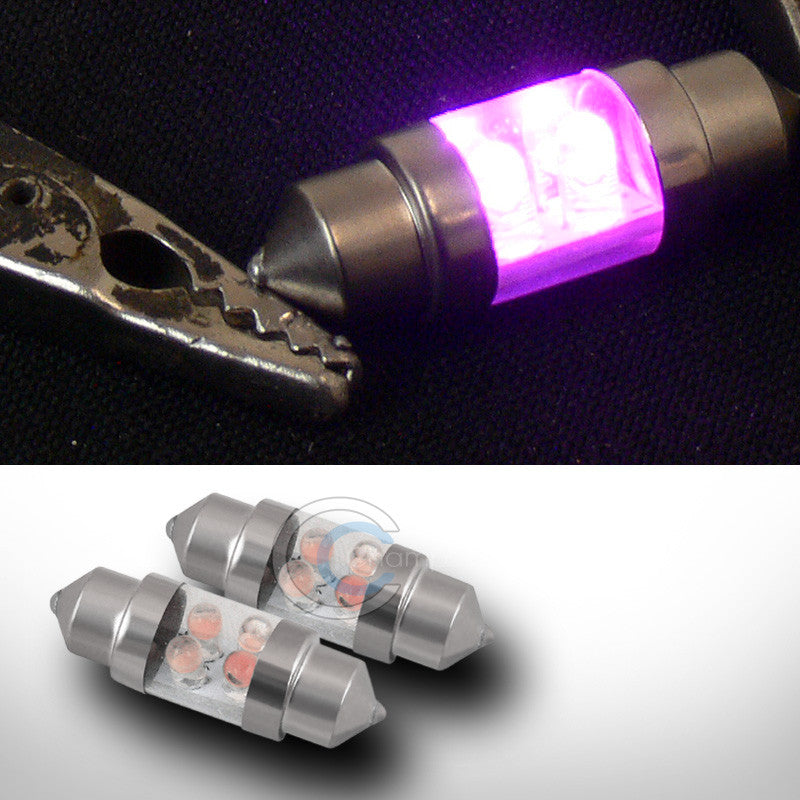 2X PINK 31MM FESTOON 4 COUNT LED LIGHT BULB GLOVE BOX/DOME/MAP LAMPS 3021 3022