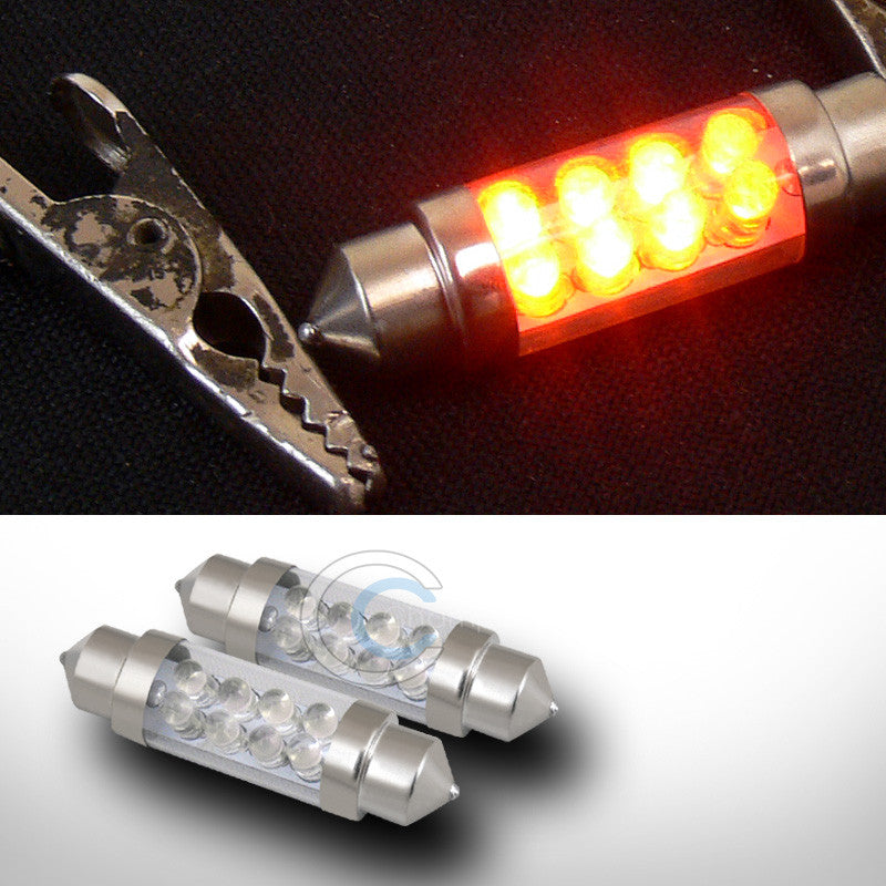 2X AMBER 39MM FESTOON 8 COUNT LED LIGHT BULB GLOVE BOX/DOME/MAP LAMPS 3423 3425