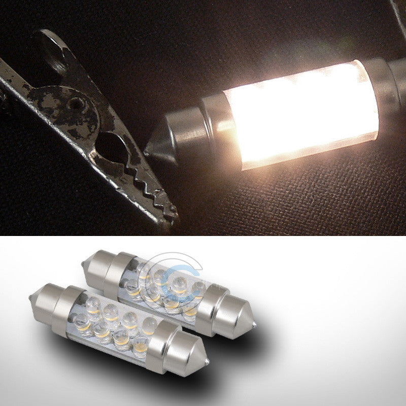 2X WARM WHITE 39MM FESTOON 8 COUNT LED LIGHT BULB GLOVE BOX/DOME/MAP 3423 3425