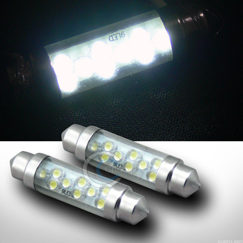 2pc White 44mm Festoon 9x LED Light Bulb Glove Box/Dome/Map 212 212-2 DE4410 12V