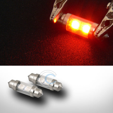 2X AMBER 36mm FESTOON 2 COUNT SMD LED LIGHT BULB GLOVE BOX/DOME/MAP 3425 6411