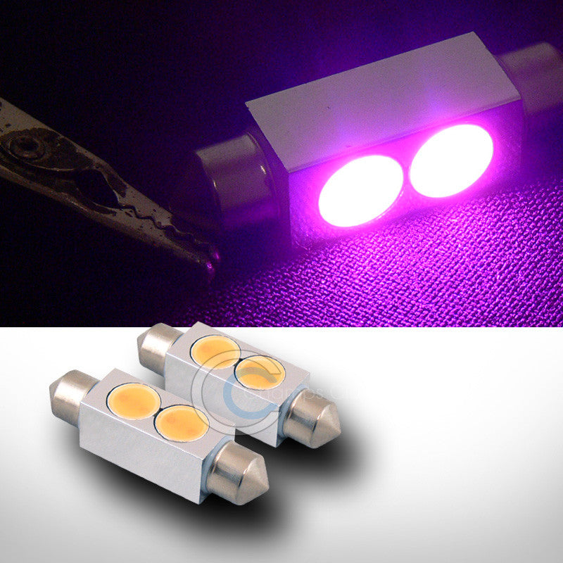 2X PINK 41MM FESTOON 1 WATT 2 COUNT SMD LED LIGHT BULBS GLOVE BOX/DOME/MAP 211