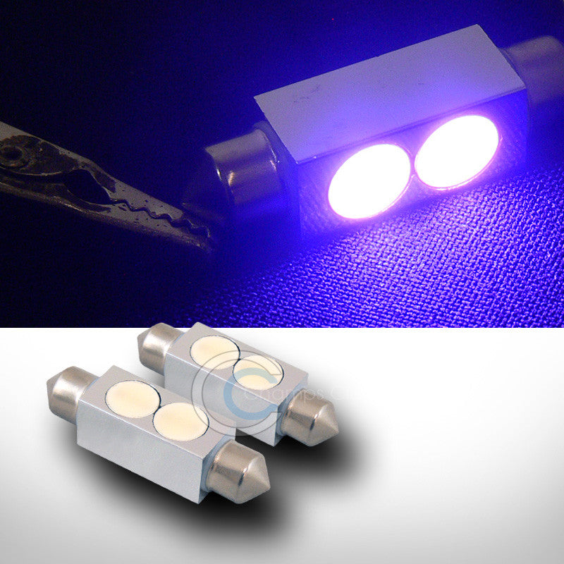 2X VIOLET/PURPLE 41MM FESTOON 1 W 2 SMD LED LIGHT BULBS GLOVE BOX/DOME/MAP 211