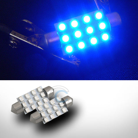 2X BLUE 39MM FESTOON 12 COUNT SMD LED LIGHT BULB GLOVE BOX/DOME/MAP LAMPS 3423