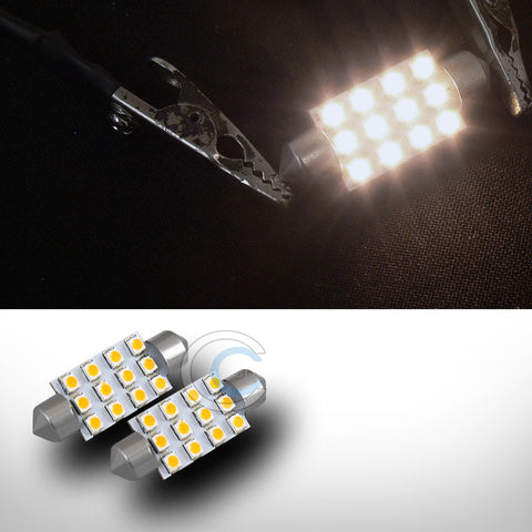 2X WARM WHITE 39MM FESTOON 12 SMD LED LIGHT BULB GLOVE BOX/DOME/MAP LAMPS 3423