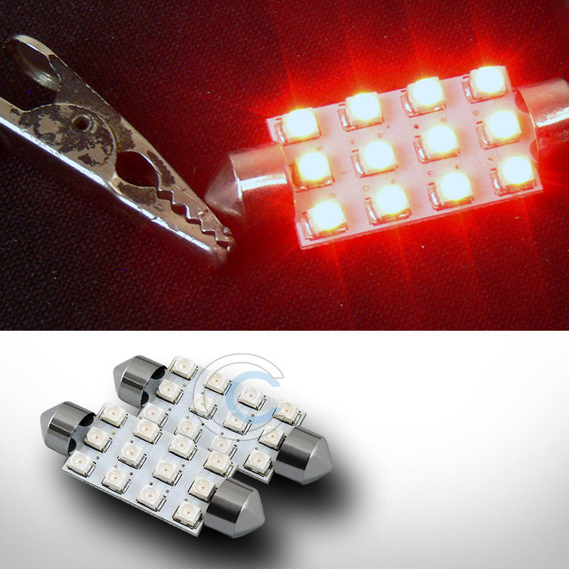 2X RED 41MM FESTOON 12 COUNT SMD LED LIGHT BULB GLOVE BOX/DOME/MAP LAMPS 211 212