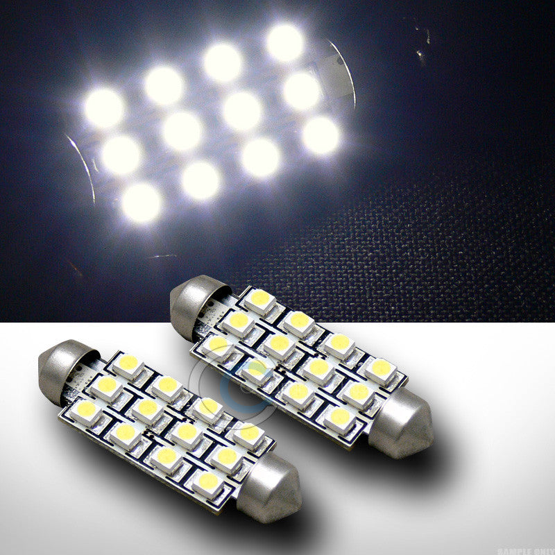 2pc White 41mm Festoon 12x SMD LED Light Bulb Glove Box/Dome/Map 564 569 DE4410