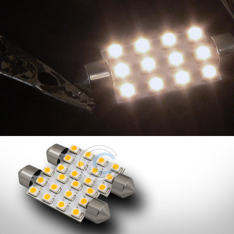 2X WARM WHITE 41MM FESTOON 12 SMD LED LIGHT BULB GLOVE BOX/DOME/MAP LAMP 211 212