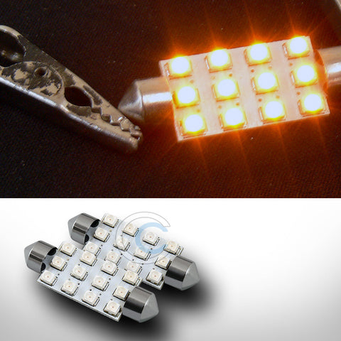 2X YELLOW 41MM FESTOON 12 COUNT SMD LED LIGHT BULB GLOVE BOX/DOME/MAP LAMPS 211