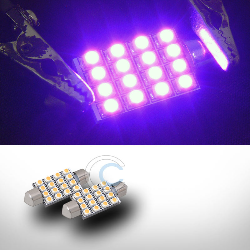 2X PINK 41MM FESTOON 16 COUNT SMD LED LIGHT BULB GLOVE BOX/DOME/MAP LAMPS DC 211