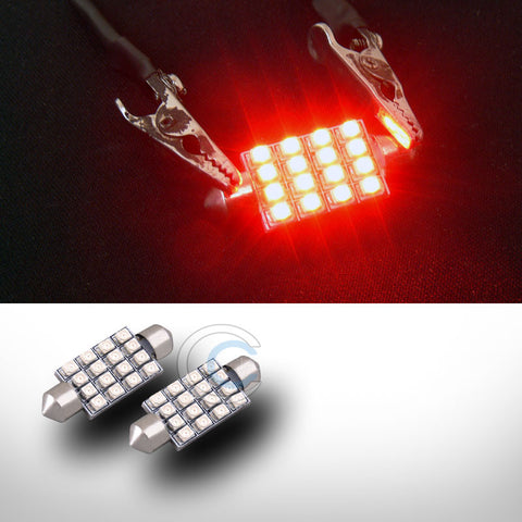 2X RED 41MM FESTOON 16 COUNT SMD LED LIGHT BULB GLOVE BOX/DOME/MAP LAMPS 211 212