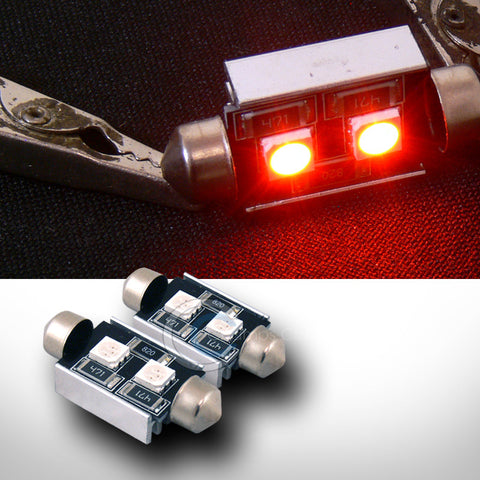 2X AMBER 36MM FESTOON 2 COUNT SMD LED LIGHT BULBS GLOVE BOX/DOME/MAP 3423 3425