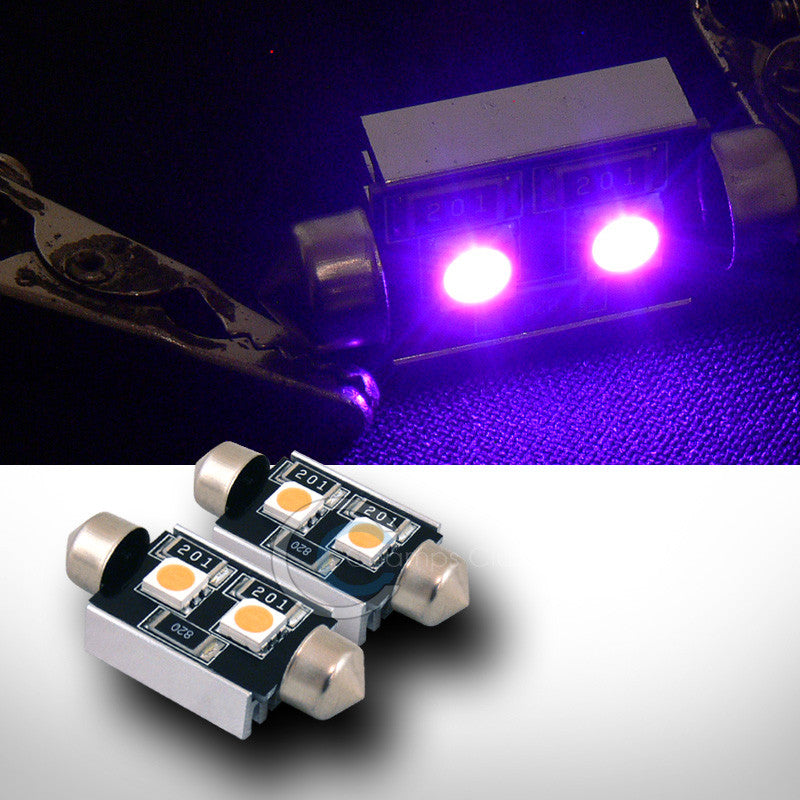 2X PINK 36MM FESTOON 2 COUNT SMD LED LIGHT BULBS GLOVE BOX/DOME/MAP 3423 3425