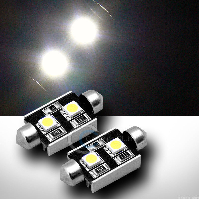 2pc White 36mm Festoon 2x 5050 SMD LED Light Bulb Trunk/License Plate 6411 Pair