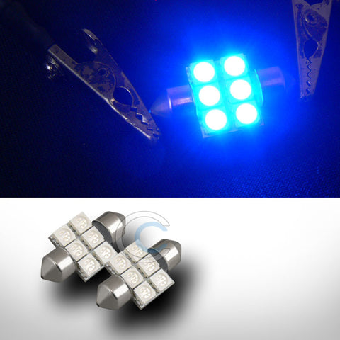 2X BLUE 31MM FESTOON 6 COUNT SMD LED LIGHT BULB GLOVE BOX/DOME/MAP LAMPS 3021