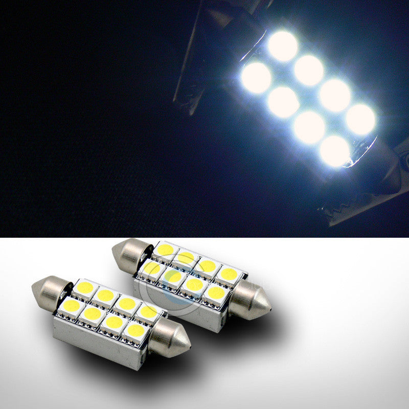 2X WHITE 42MM FESTOON 8X SMD LED GLOVE BOX/DOME/MAP LIGHT BULB 211 211-2 12844