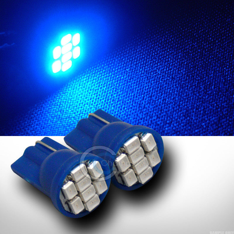 2x Blue T10 Wedge 8x 1206 SMD LED Interior/Glove Box/Dome/Map Light Bulb Set