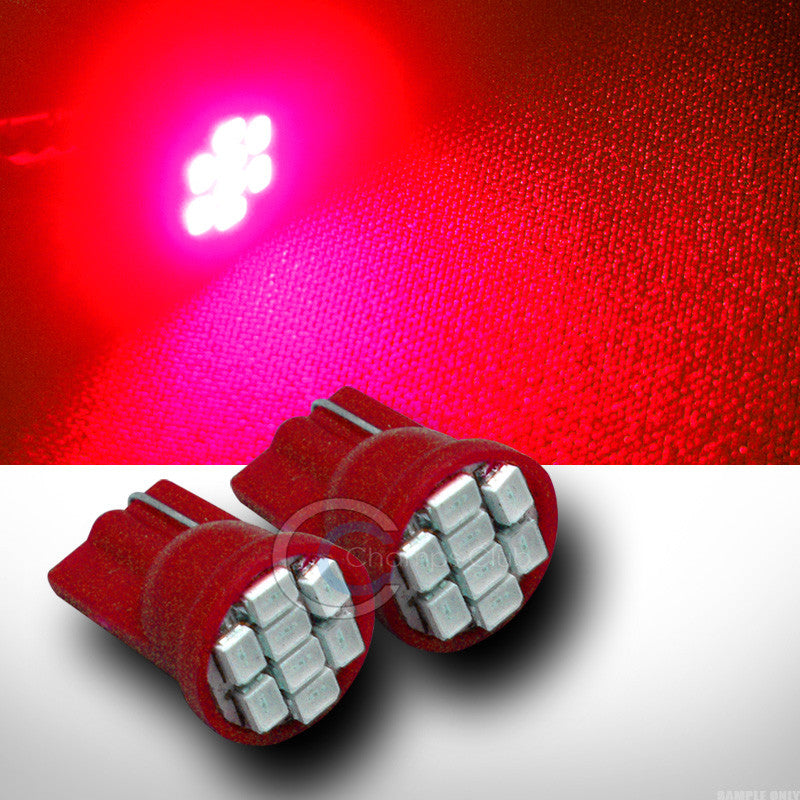 2x Red T10 Wedge 8x 1206 SMD LED Interior/Glove Box/Dome/Map Light Bulb Set