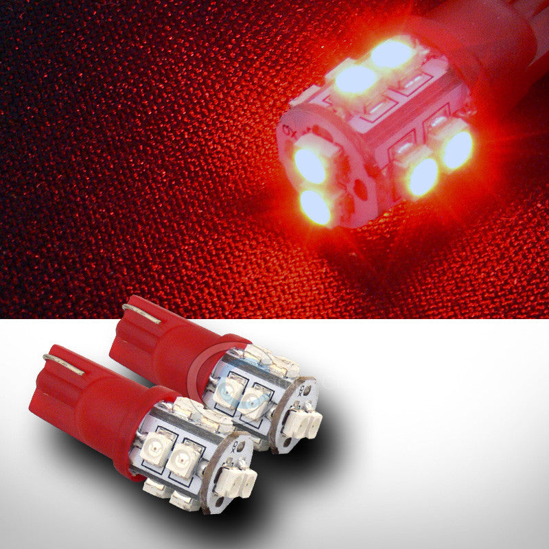 2X RED T10 WEDGE 3528 10 COUNT SMD LED LIGHT BULBS INTERIOR/GLOVE BOX/DOME/MAP