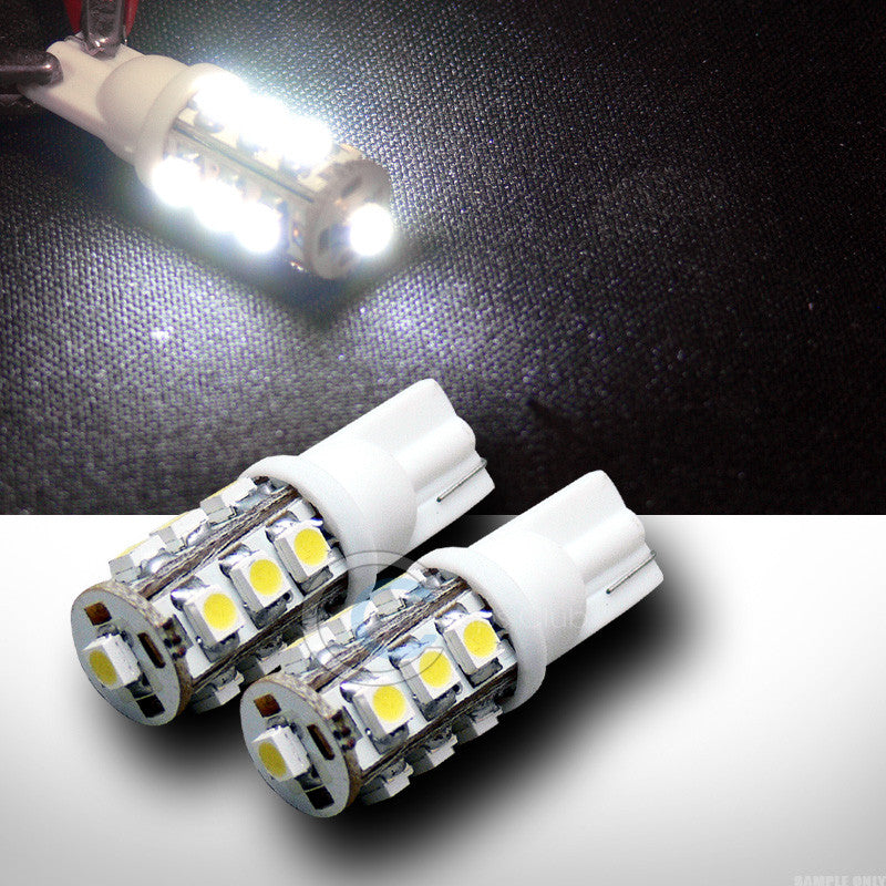 2x White T10 Wedge 13x 3528 SMD LED Interior/Glove Box/Dome/Map Light Bulb Pair