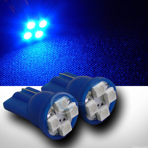 2pc Blue T10 Wedge 4x 3528 SMD LED Interior/Glove Box/Dome/Map Light Lamp Bulb