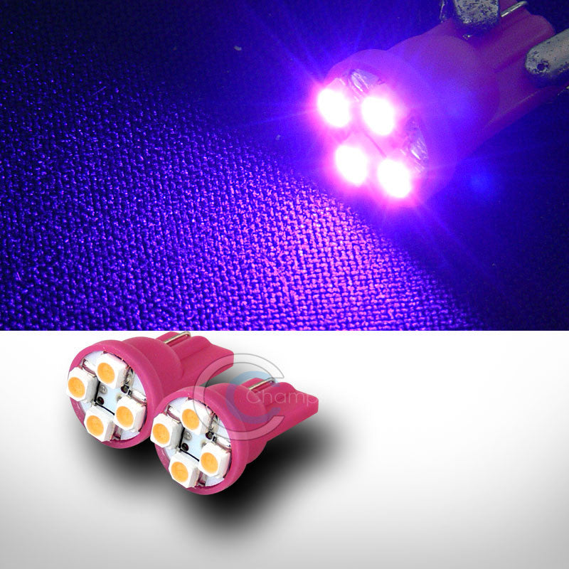 2X PINK T10 WEDGE 3528 4 COUNT SMD LED LIGHT BULB INTERIOR/GLOVE BOX/DOME/MAP