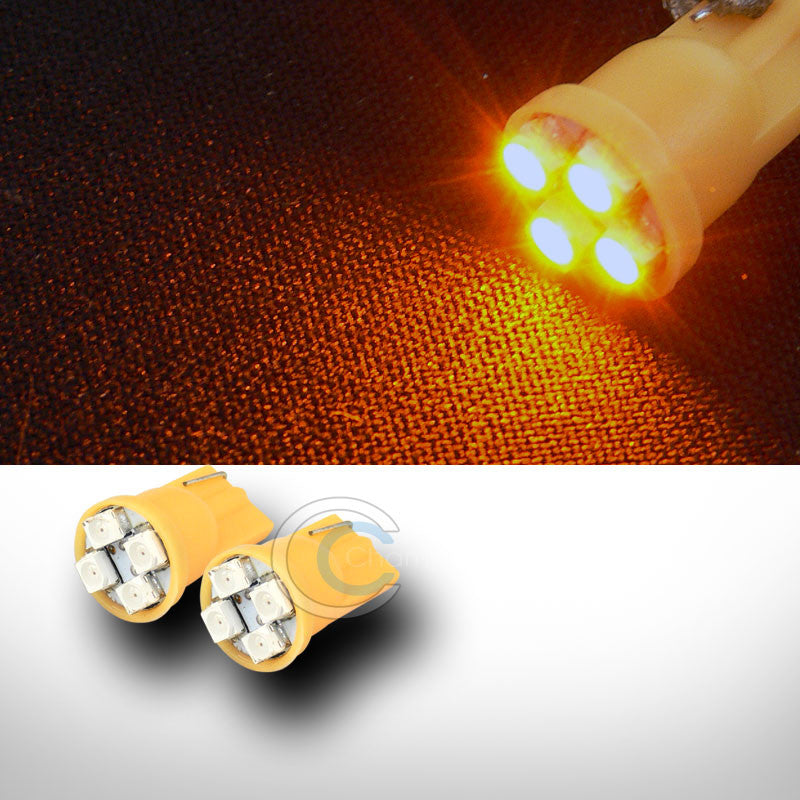 2X YELLOW T10 WEDGE 3528 4 COUNT SMD LED LIGHT BULB INTERIOR/GLOVE BOX/DOME/MAP