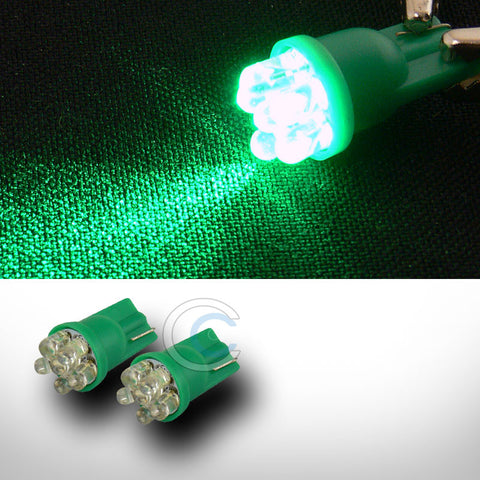 2X GREEN T10 WEDGE 6 COUNT LED LIGHT BULB LAMPS CAR INTERIOR/GLOVE BOX/DOME/MAP