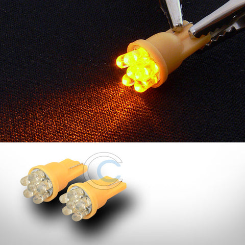 2X YELLOW T10 WEDGE 6 COUNT LED LIGHT BULB LAMPS CAR INTERIOR/GLOVE BOX/DOME/MAP