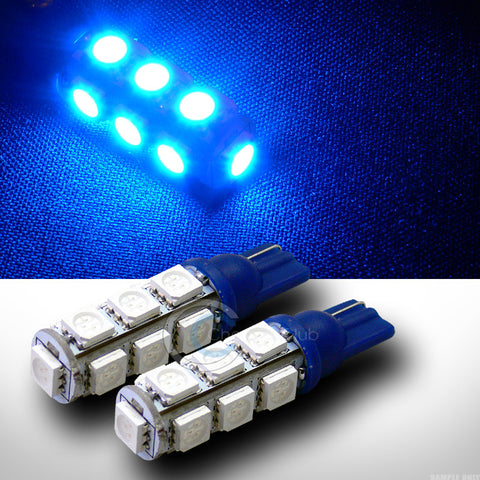 2pc Blue T10 Wedge 13x 5050 SMD LED Interior/Glove Box/Dome/Map Light Lamp Bulb