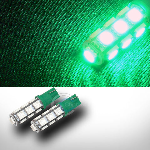 2X GREEN T10 WEDGE 5050 13 COUNT SMD LED LIGHT BULB INTERIOR/GLOVE BOX/DOME/MAP