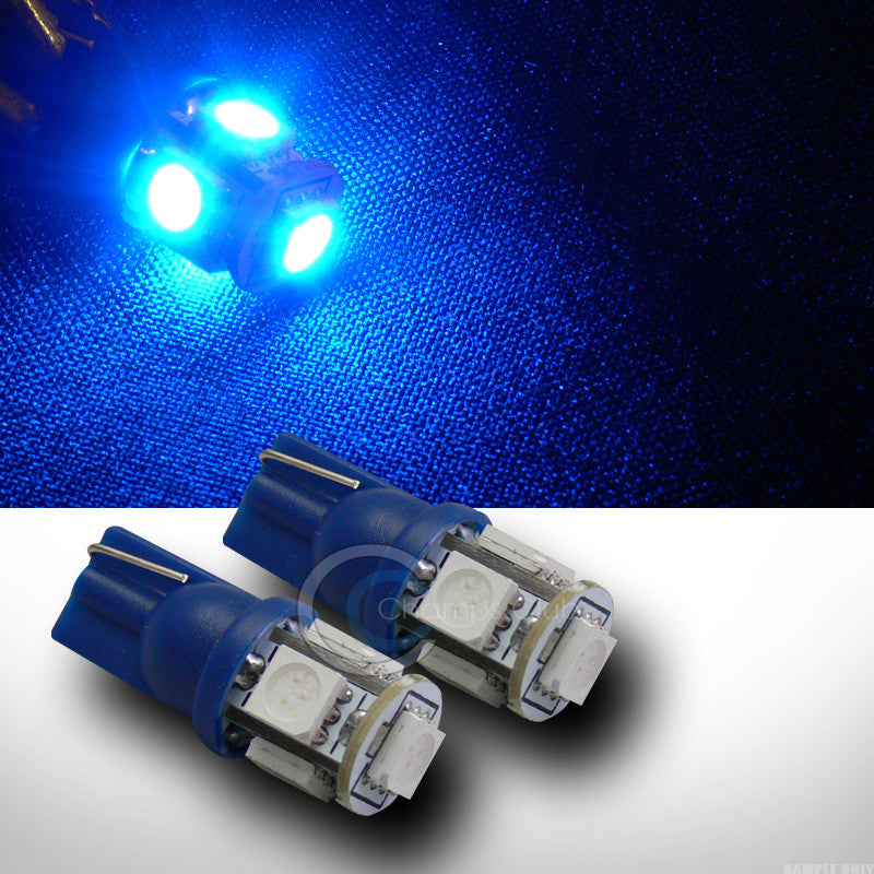 2pc Blue T10 Wedge 5x 5050 SMD LED Interior/Glove Box/Dome/Map Light Lamp Bulb