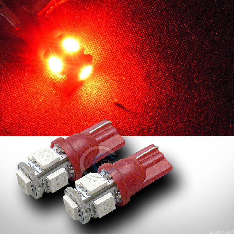 2pc Red T10 Wedge 5x 5050 SMD LED Interior/Glove Box/Dome/Map Light Lamp Bulb