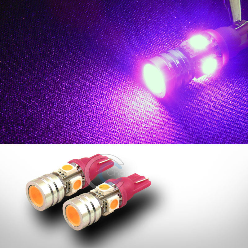 2X PINK T10 WEDGE 1W HIGH POWER+4 SMD LED LIGHT BULB INTERIOR/GLOVE BOX/DOME/MAP