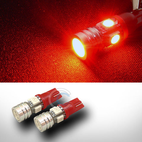 2X RED T10 WEDGE 1W HIGH POWER+4 SMD LED LIGHT BULB INTERIOR/GLOVE BOX/DOME/MAP