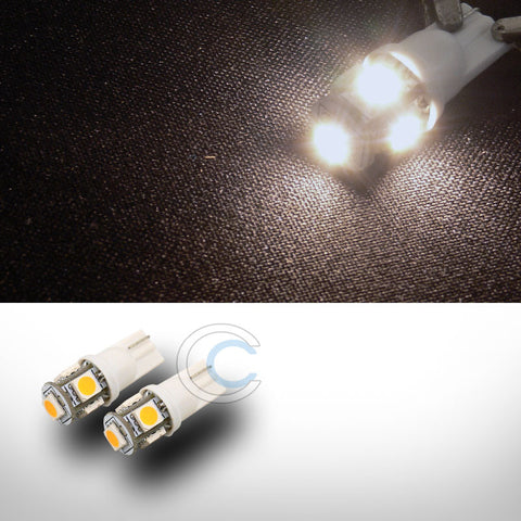 2X WARM WHITE T10 WEDGE 5050 5 SMD LED LIGHT BULB INTERIOR/GLOVE BOX/DOME/MAP