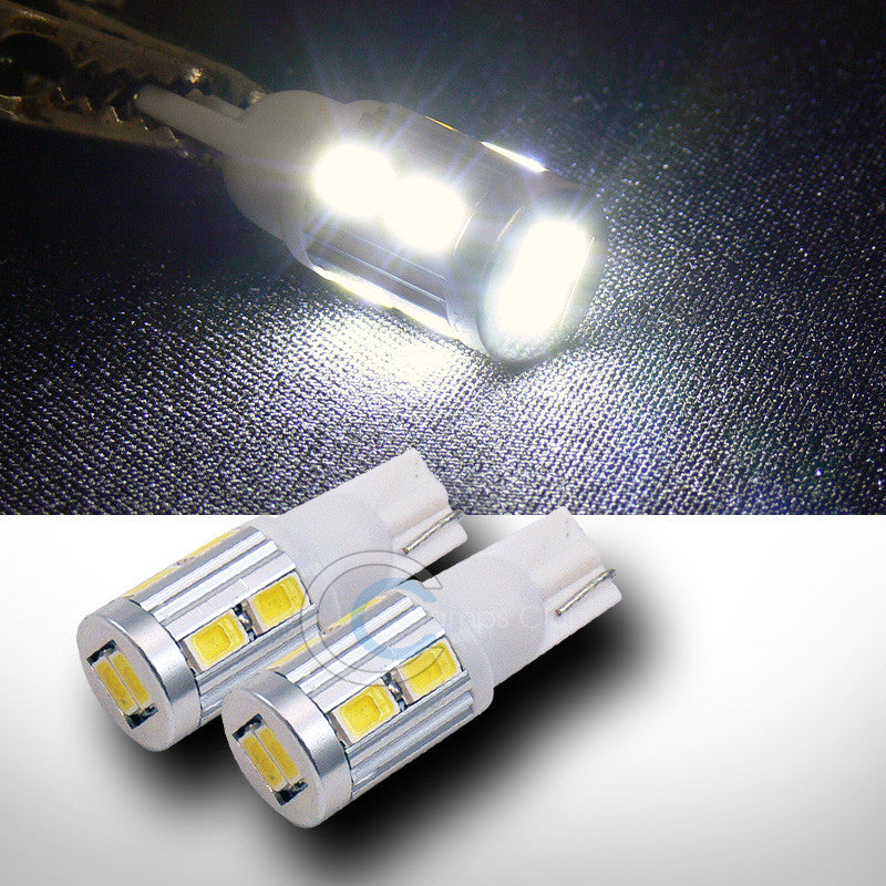 2P WHITE T10 WEDGE 10X 5730 SMD LED INTERIOR/GLOVE BOX/DOME/MAP LIGHT LAMP BULB