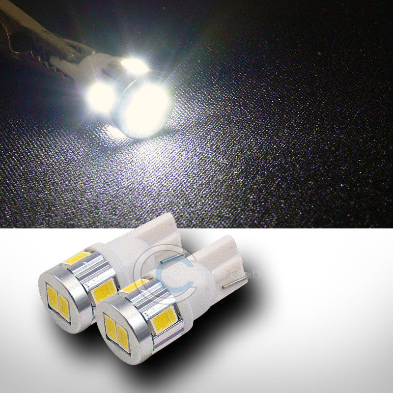 2P WHITE T10 WEDGE 6X 5730 SMD LED INTERIOR/GLOVE BOX/DOME/MAP LIGHT LAMP BULB