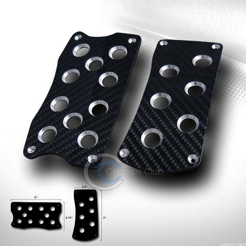 BLK CARBON FIBER CF W/ALUMINUM PEDALS AT AUTOMATIC UNIVERSAL BRAKE GAS PADS CA1