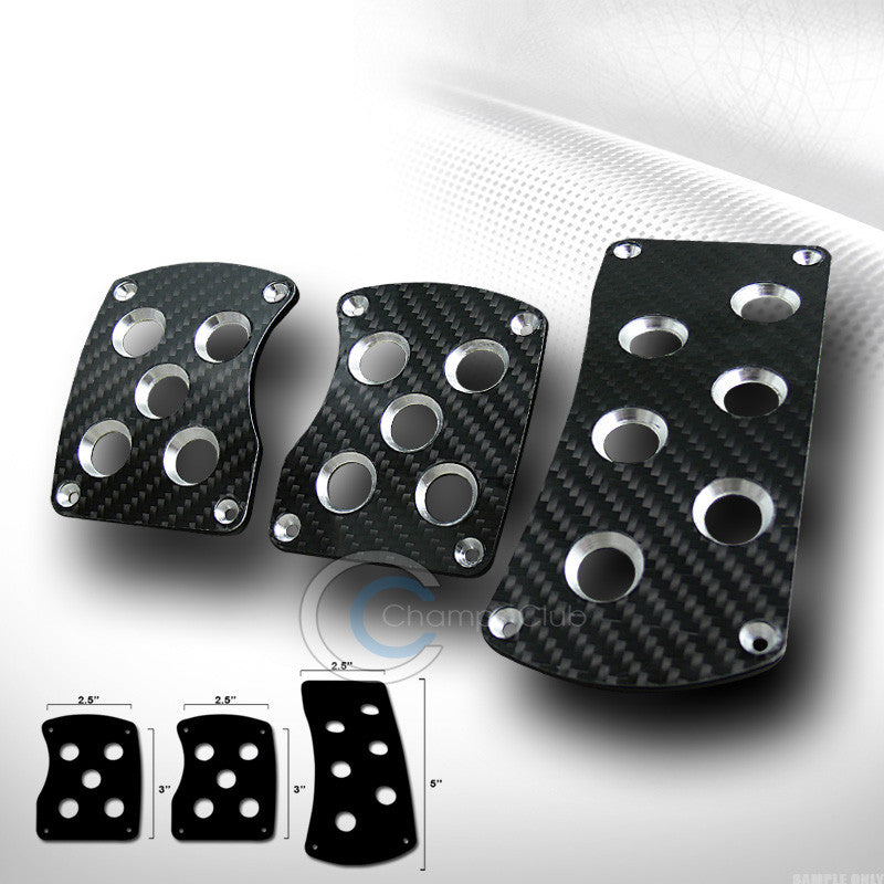 BLK CARBON FIBER W/ALUMINUM PEDALS MT MANUAL UNIVERSAL BRAKE GAS CLUTCH PADS CA1