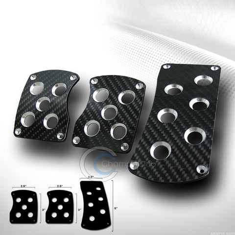 BLK CARBON FIBER W/ALUMINUM PEDALS MT MANUAL UNIVERSAL BRAKE GAS CLUTCH PADS CA1